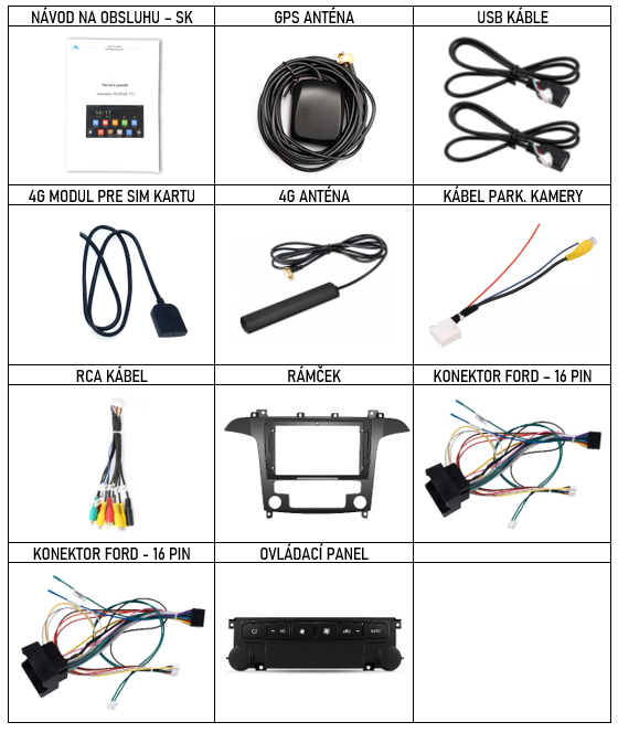 SK_Příslušenství pro Isudar T72+T75 chytré autorádio Ford S-Max auto AC evtech.cz